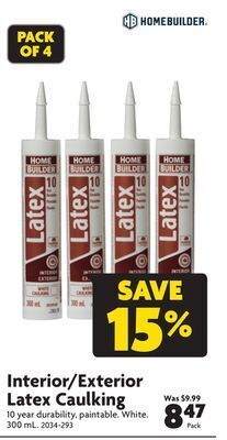 Home Hardware Interior/exterior latex caulking offer