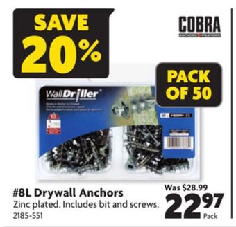 Home Hardware 8l drywall anchors offer