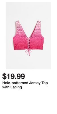 H&M Hole-patterned jersey top with lacing offer