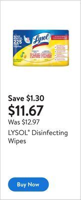 Walmart Lysol® disinfecting wipes offer