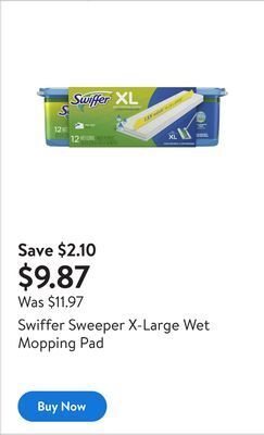 Walmart Swiffer sweeper x-large wet mopping pad offer