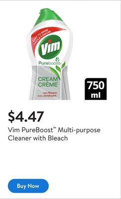 Walmart Vim pureboost™ multi-purpose cleaner with bleach offer