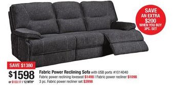 Bad Boy Superstore Fabric power reclining sofa offer