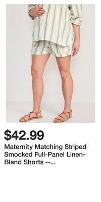Old Navy Maternity matching striped smocked full-panel linen-blend shorts -- 3.5-inch inseam offer