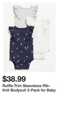 Old Navy Ruffle-trim sleeveless rib-knit bodysuit 3-pack for baby offer
