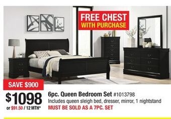 Bad Boy Superstore 6pc. queen bedroom set offer