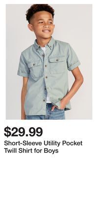 Old Navy Short-sleeve utility pocket twill shirt for boys offer