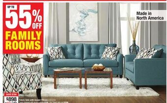 Bad Boy Superstore Fabric sofa with accent pillows offer