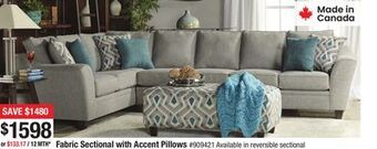 Bad Boy Superstore Fabric sectional with accent pillows offer