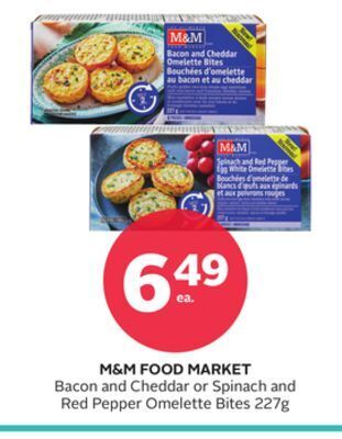 Rexall M & m food market bacon and cheddar or spinach and red pepper omelette bites offer