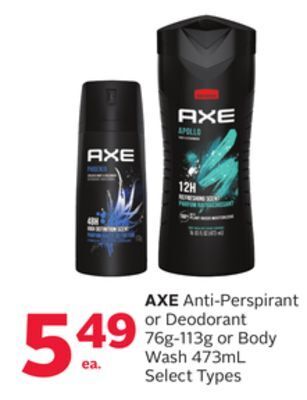Rexall Axe anti-perspirant or deodorant 76g-113g or body wash 473ml offer