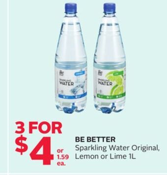 Rexall Be better sparkling water original, lemon or lime offer