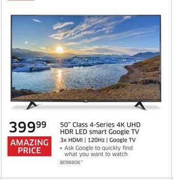 The Source Tcl 50 class 4-series 4k uhd hdr led smart google tv offer