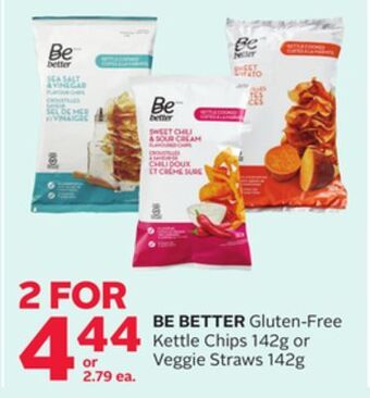 Rexall Be better gluten-free kettle chips 142g or veggie straws 142g offer