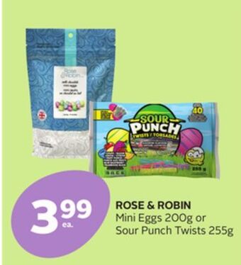 Rexall Rose & robin mini eggs 200g or sour punch twists 255g offer
