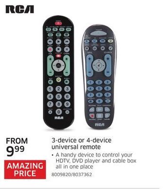 The Source Rca 3-device or 4-device universal remote offer