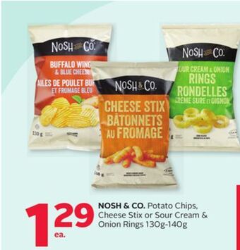 Rexall Nosh & co. potato chips, cheese stix or sour cream & onion rings offer