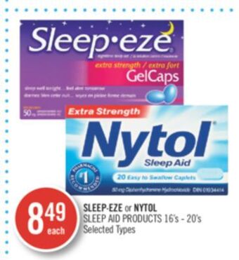 Shoppers Drug Mart Sleep•eze or nytol sleep aid products offer