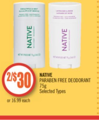 Shoppers Drug Mart Native paraben free deodorant offer