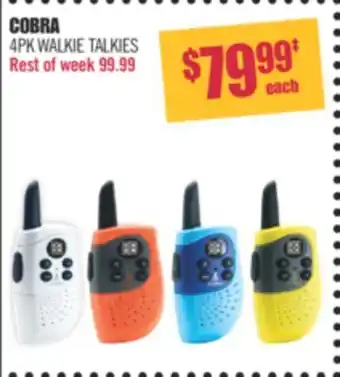 Shoppers Drug Mart Cobra 4pk walkie talkies offer