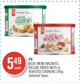Shoppers Drug Mart Pc blue menu walnuts, deluxe mixed nuts or roasted cashews offer