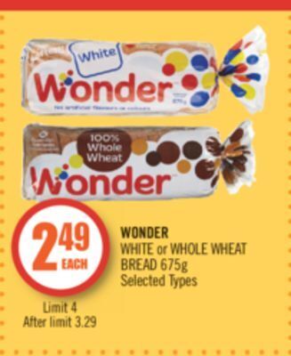 Shoppers Drug Mart Wonder white or whole wheat bread offer