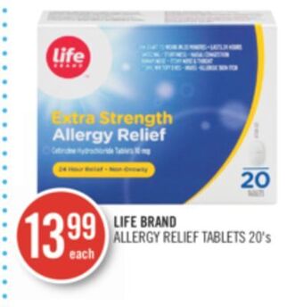 Shoppers Drug Mart Life brand allergy relief tablets offer