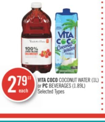 Shoppers Drug Mart Vita coco coconut water (1l) or pc beverages (1.89l) offer