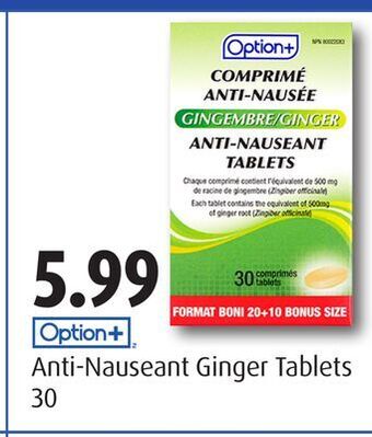 RxHealthMed Option+ anti-nauseant ginger tablets offer