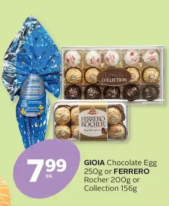 Rexall Gioia chocolate egg or ferrero rocher or collection offer