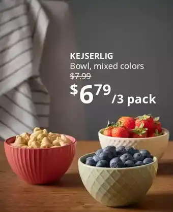 IKEA Kejserlig n bowl 10 mixed colours 3-p offer
