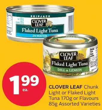 Rexall Clover leaf chunk light or flaked light tuna or flavours offer