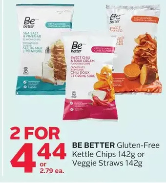 Rexall Be better gluten-free kettle chips or veggie straws offer