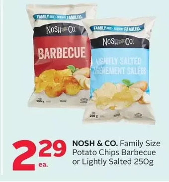 Rexall Nosh & co. family size potato chips barbecue or lightly salted offer