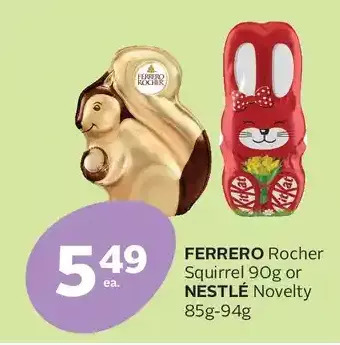 Rexall Ferrero rocher squirrel or nestlé novelty offer