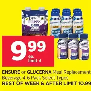 Rexall Ensure or glucerna meal replacement beverage offer