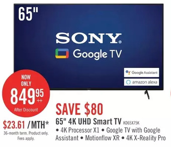 The Brick Sony bravia 65 x75k 4k hdr smart tv offer