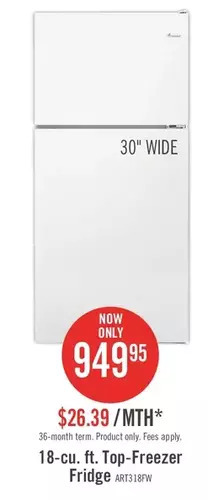 The Brick Amana 18 cu. ft. top-freezer refrigerator – art318ffdw offer