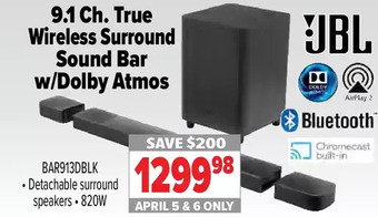 2001 Audio Video Jbl 9.1 ch. true wireless surround sound bar w/dolby atmos offer