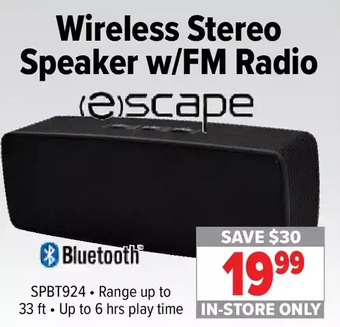 2001 Audio Video Escape wireless stereo speaker w/fm radio offer