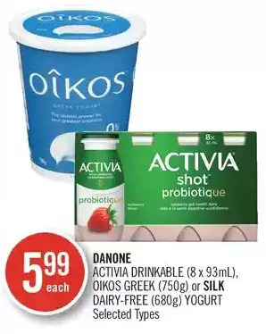 Shoppers Drug Mart Danone activia drinkable, oikos greek or silk dairy-free yogurt offer