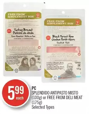 Shoppers Drug Mart Pc splendido antipasto misto or free from deli meat offer