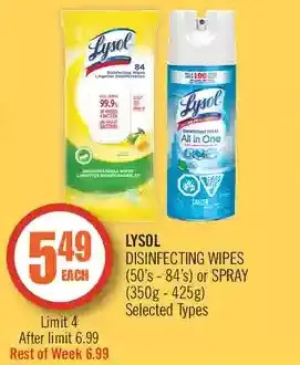 Shoppers Drug Mart Lysol disinfecting wipes or spray offer