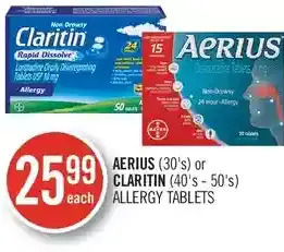 Shoppers Drug Mart Aerius or claritin allergy tablets offer
