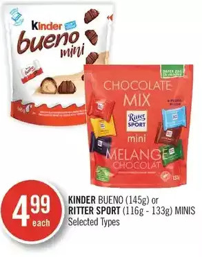 Shoppers Drug Mart Kinder bueno or ritter sport minis offer