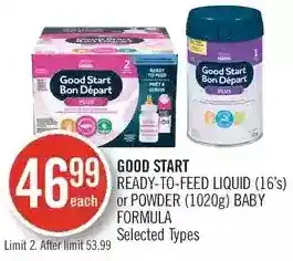Shoppers Drug Mart Good start ready-to-feed liquid or powder baby formula offer