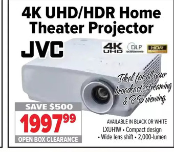 2001 Audio Video Jvc 4k uhd/hdr home theater projector offer