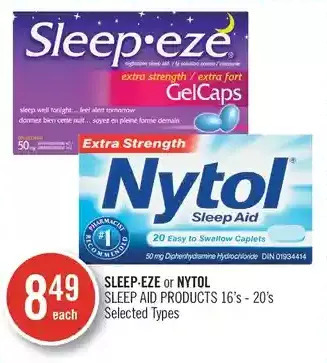 Shoppers Drug Mart Sleep-eze or nytol sleep aid products offer