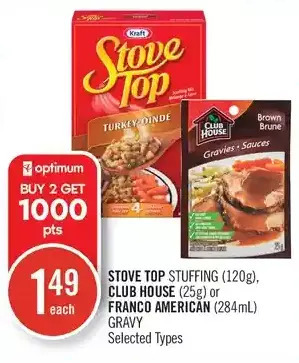 Shoppers Drug Mart Stove top stuffing, club house or franco american gravy offer