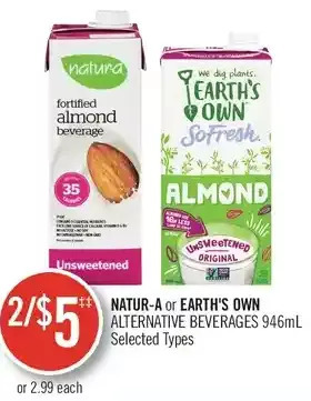 Shoppers Drug Mart Natur-a or earth's own alternative beverages offer